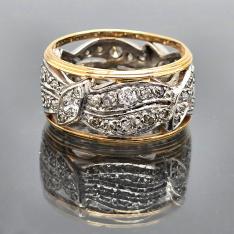 Man's Diamond Wedding Band | 14K White Gold, 1.2 CTW Diamonds, Vintage Deco