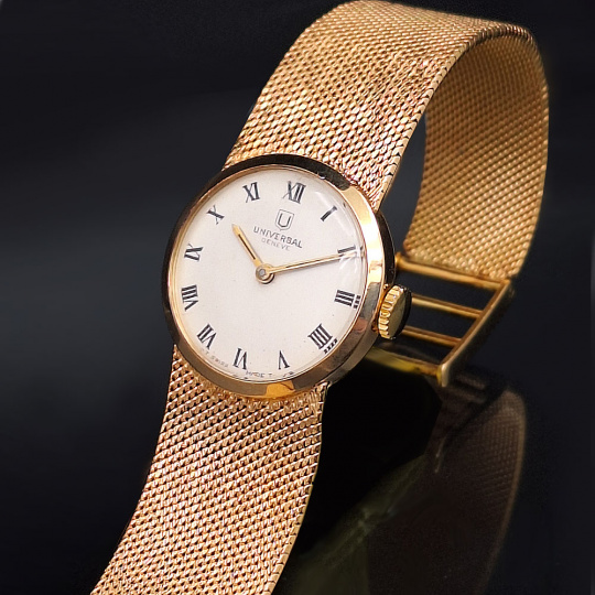 Universal Geneve 18K Rose Gold Woman s Bracelet Style Wrist Watch ashlandwatches