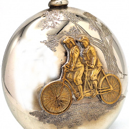 Vintage Bicycle Built for Two Case Elgin B.W. Raymond Gr. 27 Pocket Watch