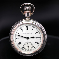 Antique Waltham Pocket Watch CA1896 in Large Coin Silver Case