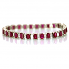 Ruby and Diamond Tennis Bracelet with Well Matched Color and Size | Platinum