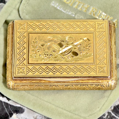 Luxurious Musical Instruments Engraved 14K Gold Box