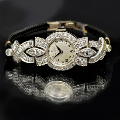 Women's Platinum Diamond Hamilton Wrist Watch (5 CTS TW) of Exceptional Diamonds