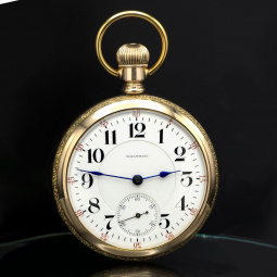 Waltham Railroad Pocket Watch | 18 Size, 23 Jewel, Yellow Gold Filled, CA1902