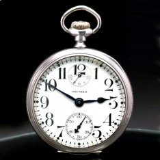 Waltham Vanguard Railroad Pocket Watch | 23 Jewel, Up/Down Wind Indicator, Silver Case