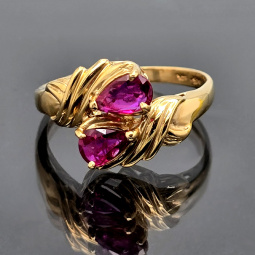 Romantic Ruby Bypass Ring | Size 7.25, 14K Gold