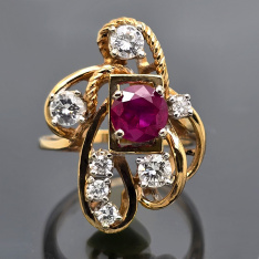 Luxury Jewelry | Ruby Diamond Cocktail Ring | 1.3 CTW Ruby Ring