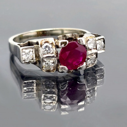 Ruby Diamond Ring | 18K White Gold 1.05 CT Ruby and Diamond Ring