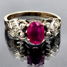 Vintage Ruby Diamond Engagement Ring | 1.4 CTW Ruby