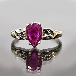 Marquise Ruby Solitaire Ring | 14K White Gold, Size 6.5