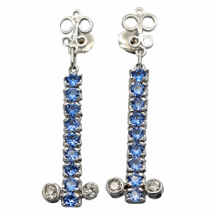 Contemporary Blue Peridot and Cubic Zirconia Drop Earrings