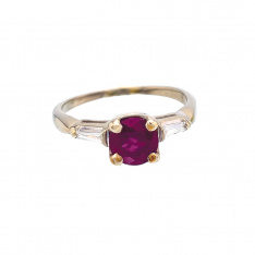 Ruby Solitaire with Diamond Accent 14K White Gold Ring