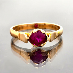 TOP QUALITY RUBY SOLITAIRE 18K ROSE GOLD RING SIZE 6.75